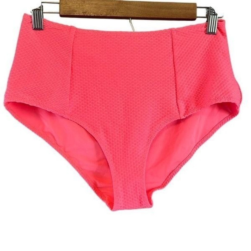 Aerie High Waisted Full Coverage Textured Bikini Bottoms Coral Medium‎ M